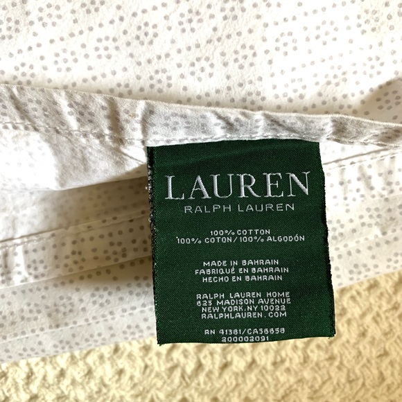 Lauren Ralph Lauren Farmhouse Queen Flat Sheet Neutral Shade Tiny Dot Flowers - Picture 12 of 13